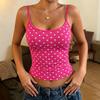 Camiseta sin mangas casual para mujer con lunares, ajuste ceñido, tipo top, sin cierres, camisola, camisa, tela elástica, ligera, suave, para usar en verano