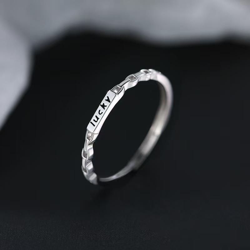 Ring New Lucky Letter Lucky Ring Women's Fashion Personality Ins Style Niche Design Sense Open