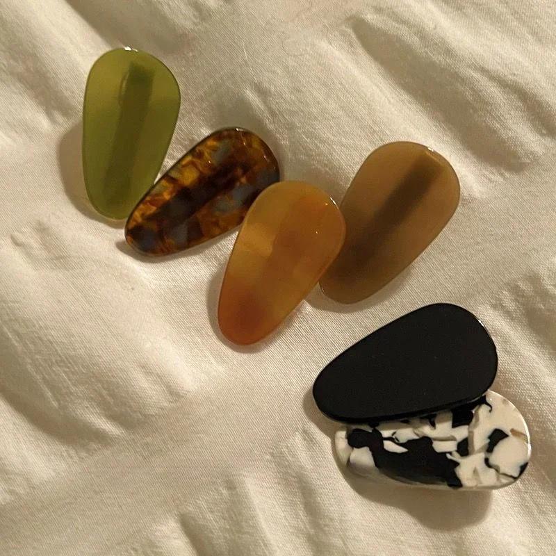 Cute Contrast Color Hairpin Women Oval Acetate Bangs Clip Duckbill Clip Girls Hair Clip Temperamental Headdress Hair Accessories