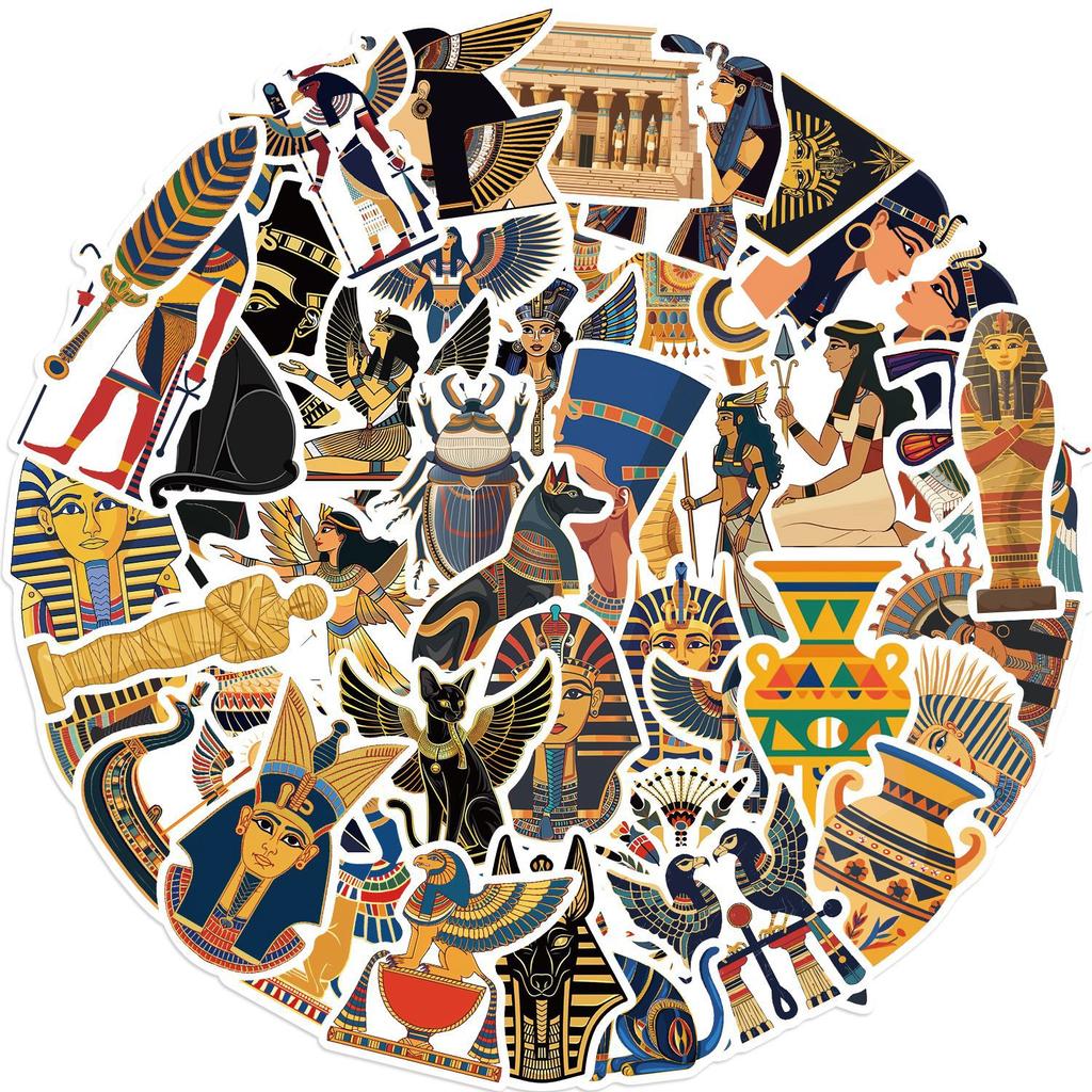 50 Cartoon Ancient Egyptian Graffiti Stickers Decorative Guitar Notebook Suitcase DIY Waterproof