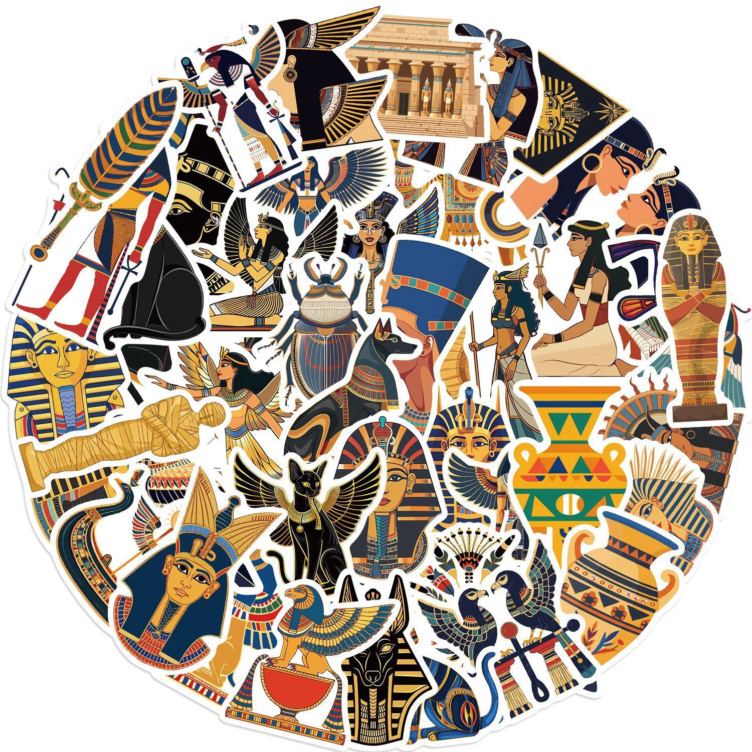 

50 Cartoon Ancient Egyptian Graffiti Stickers Decorative Guitar Notebook Suitcase DIY Waterproof