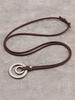 Vintage-Inspired Double Circle Alloy Pendant BrownLeather Chain Necklace with Adjustable Velvet Cord Bohemian Western Rustic Style