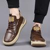 Men's shoes autumn new soft-soled trendy shoes breathable European station fashion versatile brown retro soft leather casual board shoes