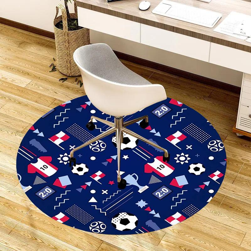 1pc Office Carpet Chair Mats Soccer-themed Circular Pattern Perfect for Decorating Office Chairs, Living Rooms, Or Bedrooms