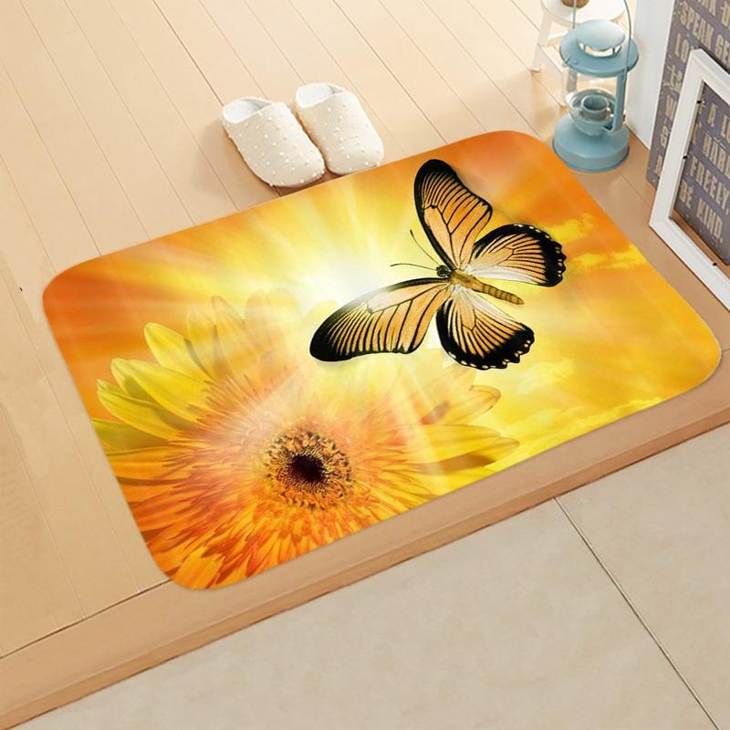 Sunflower Entrance Welcome Door Mat Flowers Bedroom Bedside Decor Carpet Non-slip Bathroom Kitchen Foot Rugs for Indoor Home