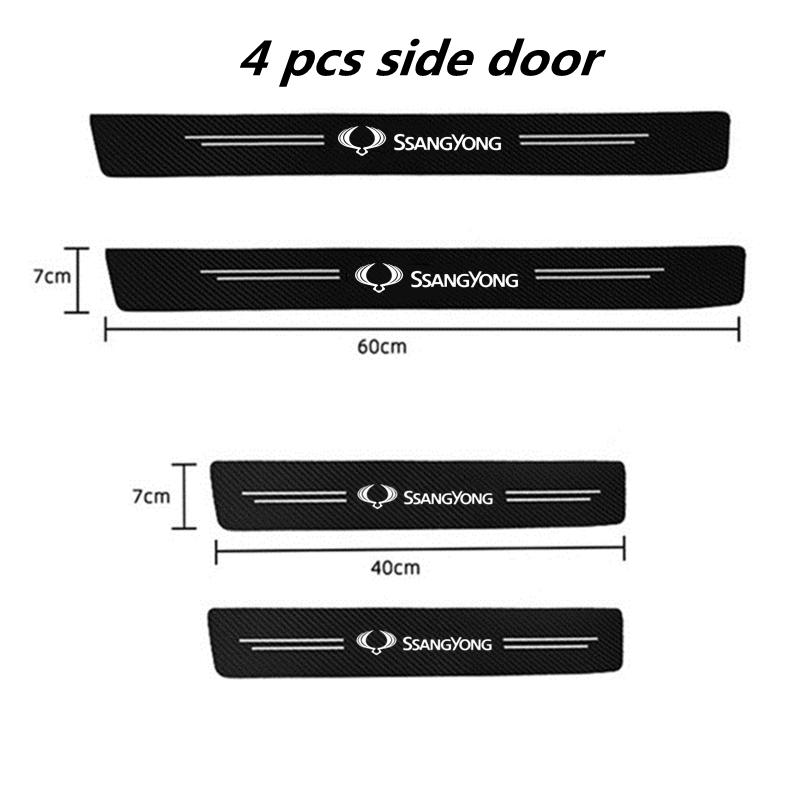 60X7CM Carbon Fiber Car Door Threshold Protective Sticker For Ssangyong Korando 2021 Rexton Kyron Musso Actyon Rodius