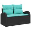 Sofa Set 6 Pieces Black and Blue Poly Rattan and Steel