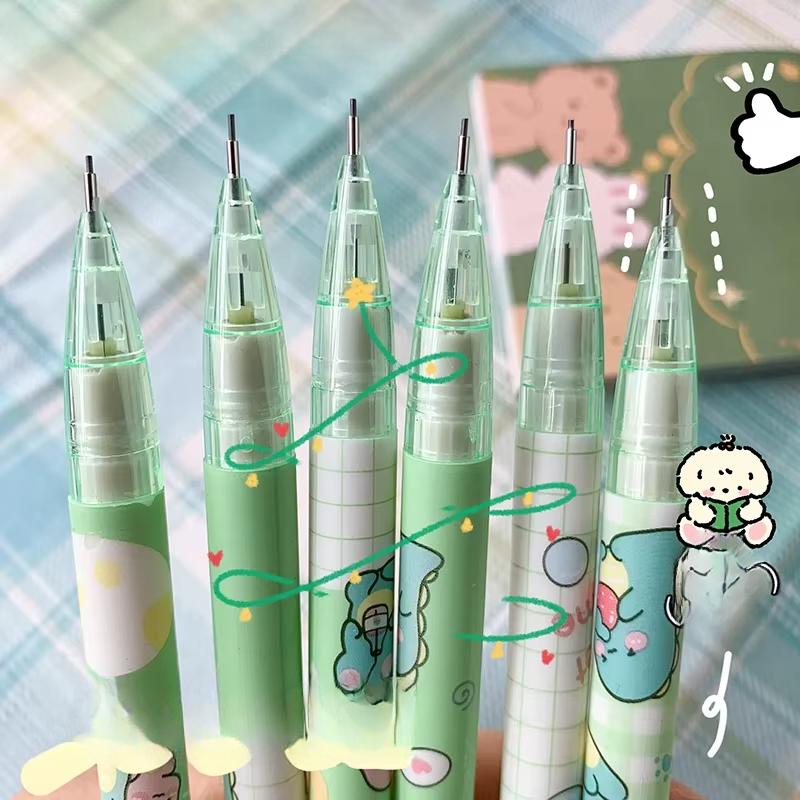 Automatisk Blyertspenna Förpackad Tecknad Aktivitetsblyertspenna Elev Söt Kreativ Tryckpenna Skolmaterial med Radergummi Gåva