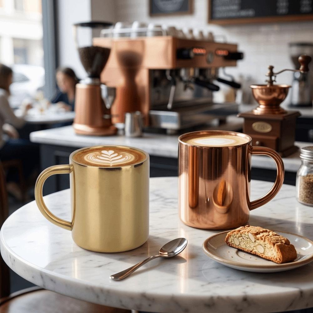 Double Layer Tea Cup Rustless Steel Beverage Vessel Solid Wall Mug Office золотой