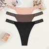3Pcs Sexy Seamless Women's Underwear Low Waist Rhinestones Letter Thong Solid Stretch G-string Ladies Sports Bikini Lingerie New