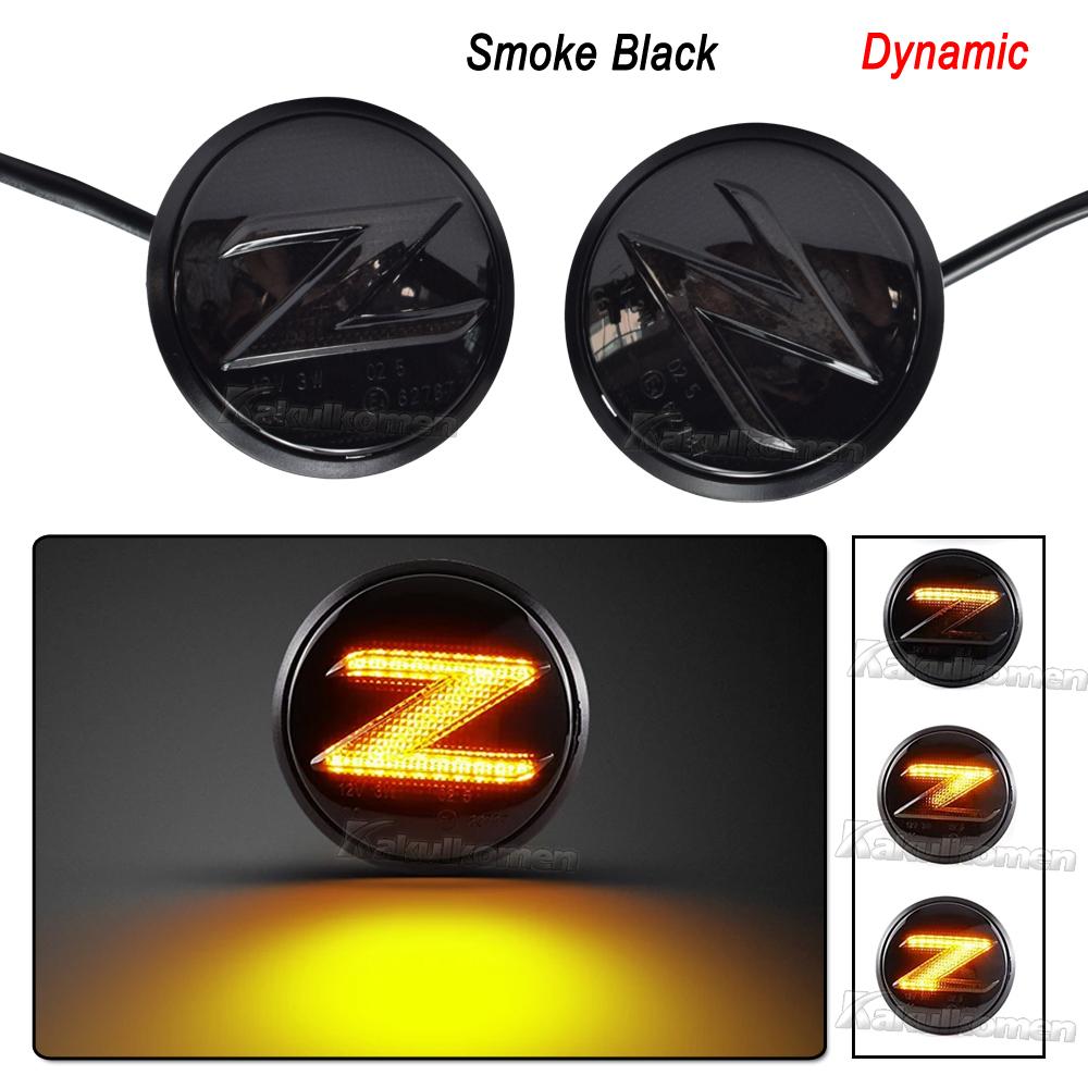 For Nissan 370Z Nismo Coupe Roadster Z34 2009- 2XLed Dynamic Side Marker Light Turn Signal Sequential Blinker Indicator Lamp 2Pcs Dynamic Smoked
