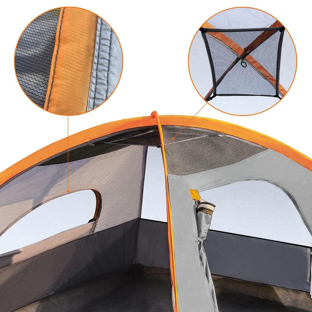AmazonBasics Dome Tent for 4 People with x x Orange and Grey Rainfly, 2.7 2.1 1.2m,