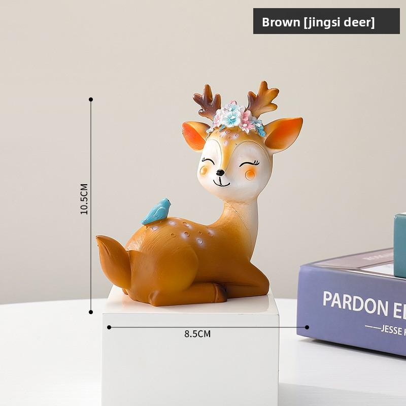 Tang Yi Creative Small Decorative Items for Home Living Room TV Cabinet Entrance Hall Office Desk Cute Deer Decorative Items Arrangement
