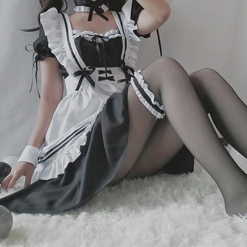 Lolita black and white maid dress boss daily loli maid cute dress plus size