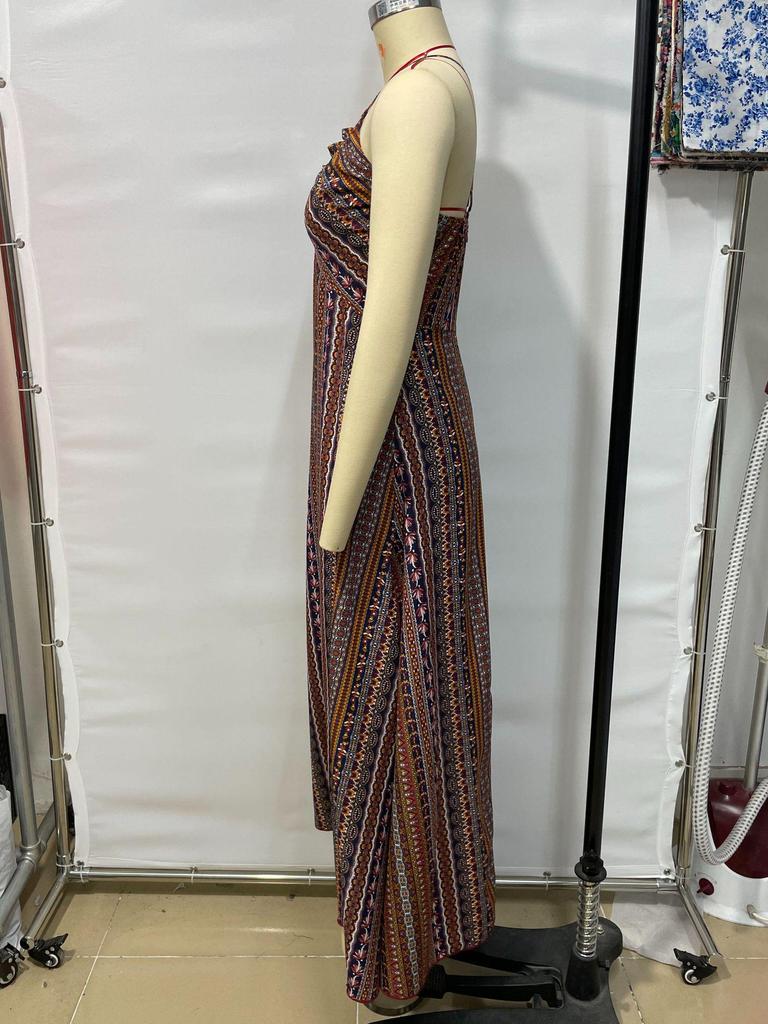 Vestido de Praia com Alça Fina Estampado para Moda Feminina Primavera/Verão 2025