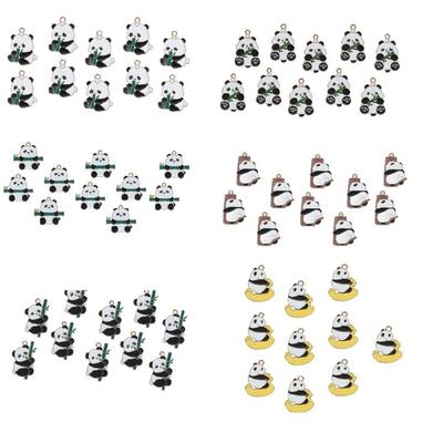 Bulk 10 Panda Charm Adorable Cartoon Animal Shaped Pendant for Handmade Accessories Jewelry Supplies Alloy Accessory