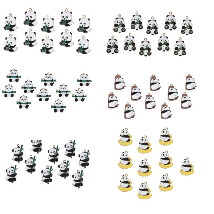 Set Of 10 Panda Charm Fashionable Accessories Cartoon Animal Pendant for Handmade Necklaces Bracelets Jewelry Supplies