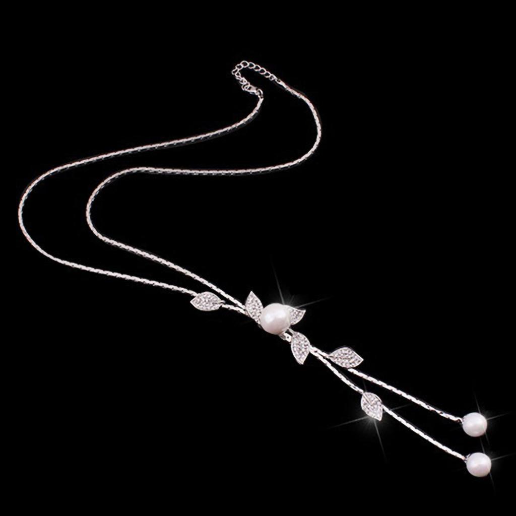 Ladies Pearl Leaves Chain Necklace
