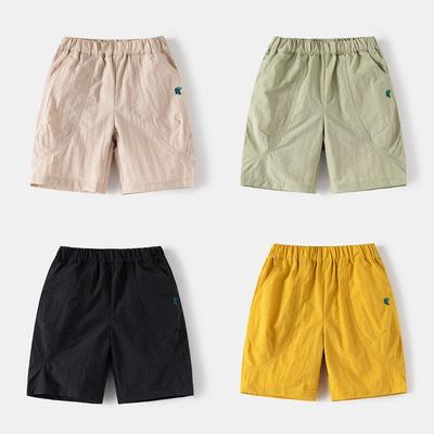 Boys' Mountain Style Shorts Summer Kids Fifth Pants Children's Clothing Baby Boys' Middle Pants Thin Casual Pants Solid Color Mid-Waist