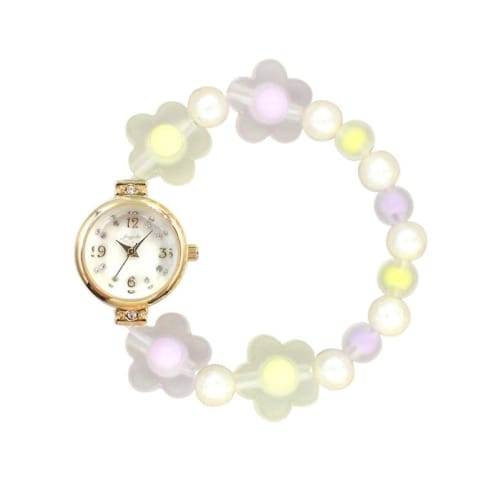 Follow Fragola Motif Bead Watch N01322S-5 GD/FLOWER Women's Multicolor