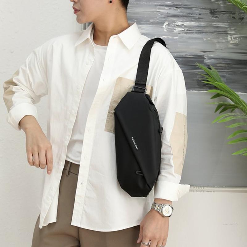 Solid Nylon Small Design Men's Waist Bag Simple and Fashionable Crossbody Bag Leisure Commuting Aesthetic Shoulder Bags