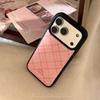 Strawberry Powder Plaid Is Suitable for 17 Apple 17pm Mobile Phone Case Iphone16 Epoxy 13 High Value 11 Korean Style 15 Hard