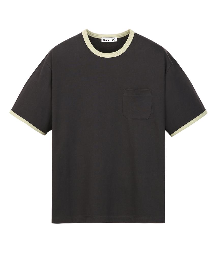 IL CORSO Washed Ringer Short Sleeve T-Shirt Charcoal Gray