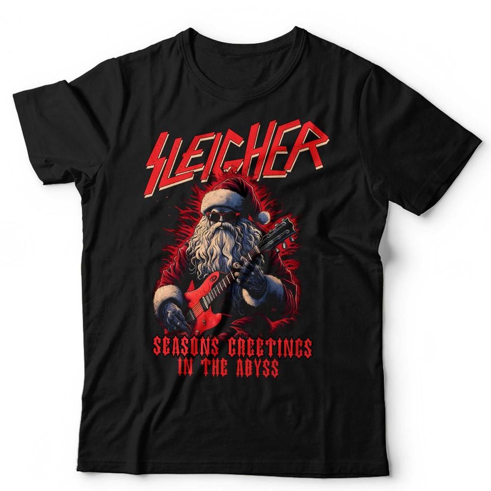 Sleigher Heavy Metal TShirt Unisex & Kids Seasons Greetings Santa Christmas Goth Unisex T-Shirt XXL