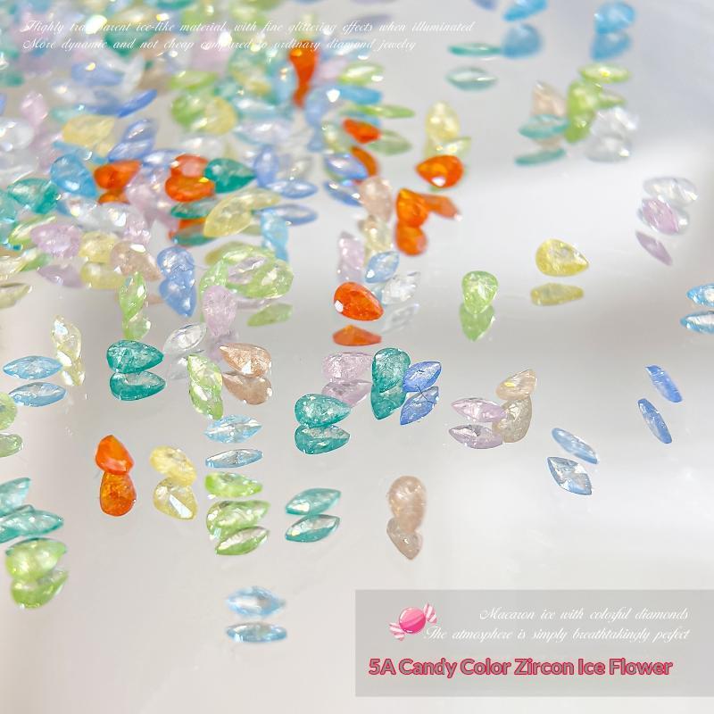 50Pcs Candy Color Ice Flower Nail Art Zircon Charms With Sparkling Effect For Home Diy Nail Salon Decoration
