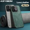 KEYSION Luxury Retro PU Leather Phone Case for HONOR 600 Lite 5G Silicone+PC Shockproof Phone Back Cover for Honor 500 Smart 5G