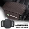 Car Armrest Box Pad Auto Protective Armrest Mat Storage Bag Interior Accessory For Skoda octavia a5 a4 mk1 2 fabia superb rapid xknp33