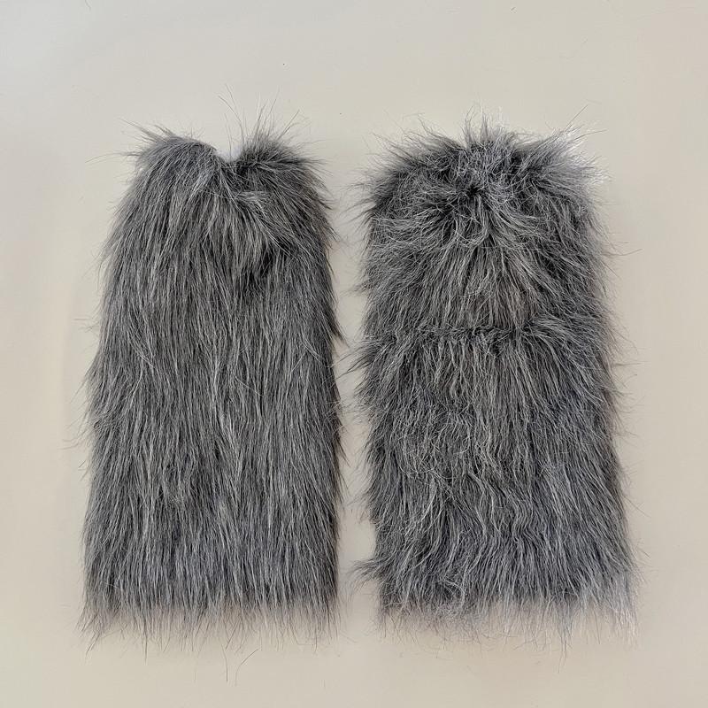Y2K Faux Fur Fluffy Leg Warmers: Retro Scrunch Socks & Boot Covers for Fall/Winter