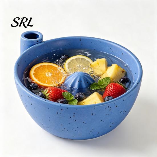 Multifunktionale Schüssel für Lebensmittelzubereitung Berry Swirl mit Abtropfvorrichtung und Silikonpad, Keramik Retro Ofen Leicht zu reinigen Spülmaschinenfest Gebrannter Sieb, Kompaktes Sieb