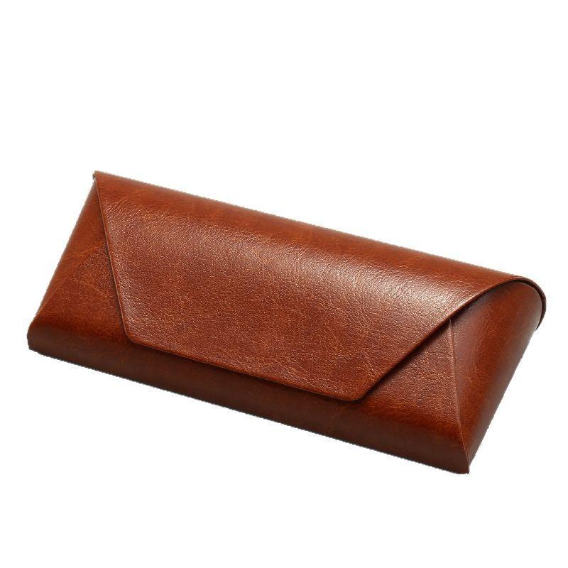 Vintage Leather Eyeglass Case Prescription Glasses Sunglasses Compact Storage Box Handmade Retro Design