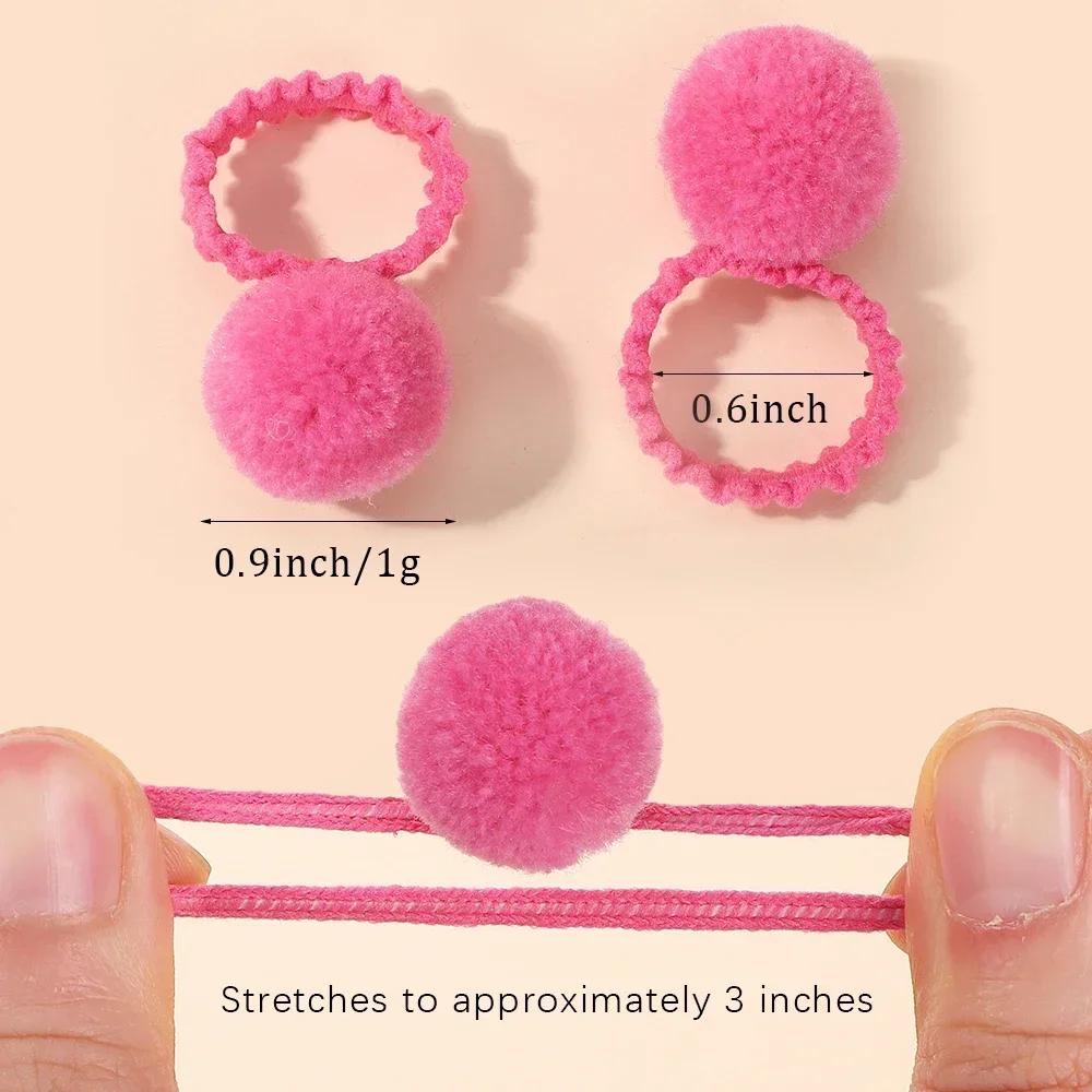 20 Stück/Set Bunte Plüschkugeln Elastische Haarbänder für Kinder Mädchen Haargummis Zöpfe Gummibänder Kopfschmuck Haaraccessoires