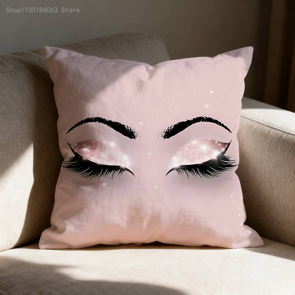 Beauty Makeup Eyelash Throw Pillow Case For 45x45cm 40x40cm 30x30cm 50x50cm 55x55cm Square Home Pillowcase Case
