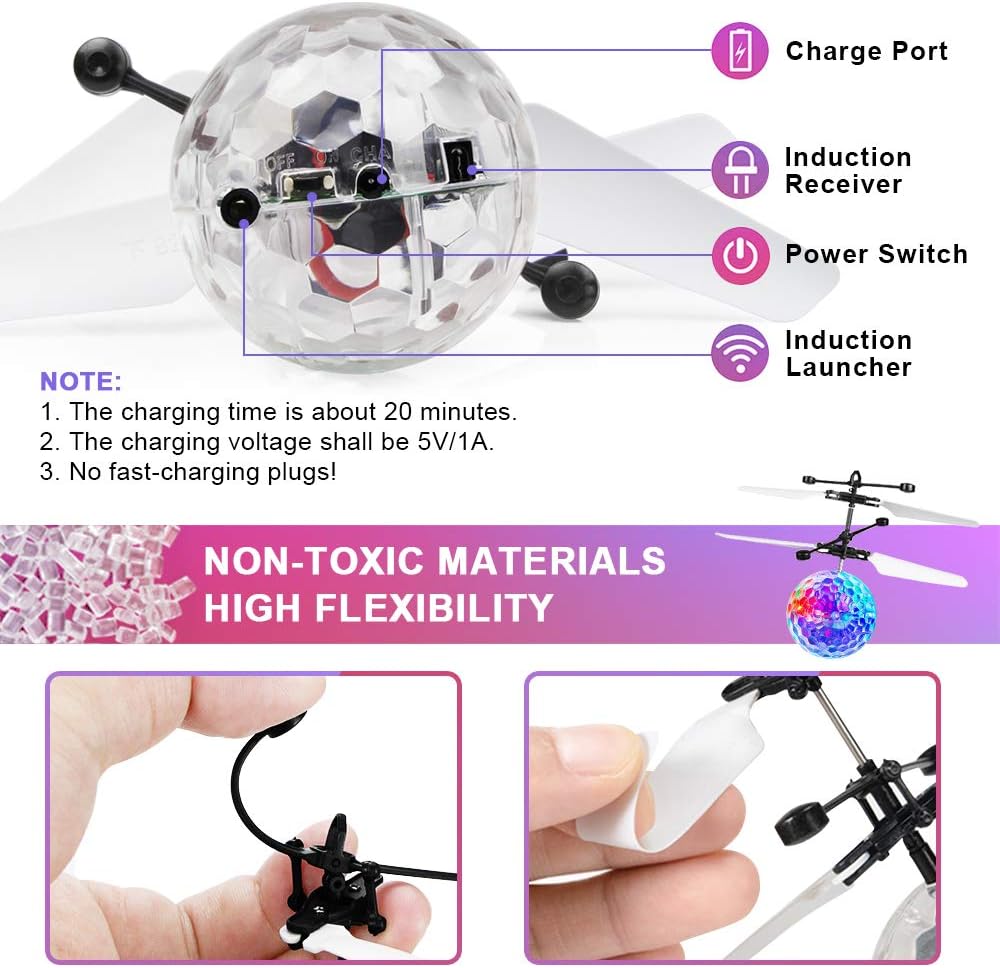 Flying Ball Luminous Flying Toy, Helicopter Aeroplane Remote Controlled Drone Children Games Outdoor Indoor Gift Birthday Christmas  Teenagers