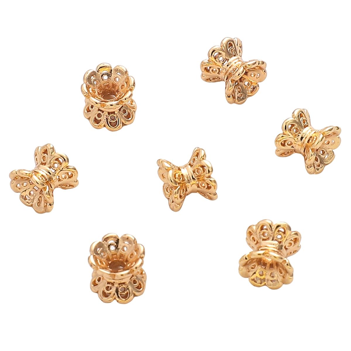 

Медный выдолбленный цветок, маленькая поясная перегородка, бусина для самостоятельного изготовления ювелирных изделий, аксессуары для рукоделия 5x6mm золотой