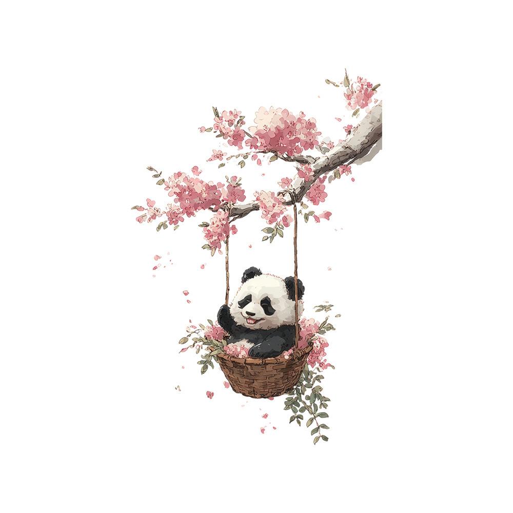 Panda Flower Wall Sticker for Bedroom Bedside Background Renovation Home Decor