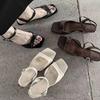 French Retro One-word Buckle Sandals Women's Summer 2025 New Versatile Low-heeled Beautiful Roman Shoes