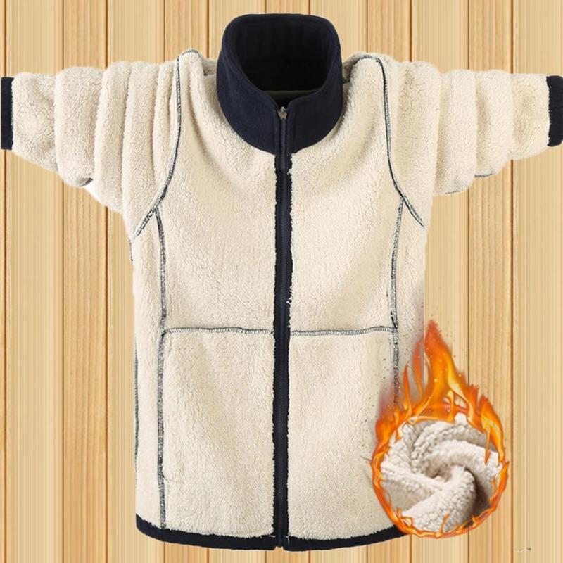 Fleece Sweatshirt Men Warm Thicken Sweatshirt Autumn Winter Men Clothing Solid Color