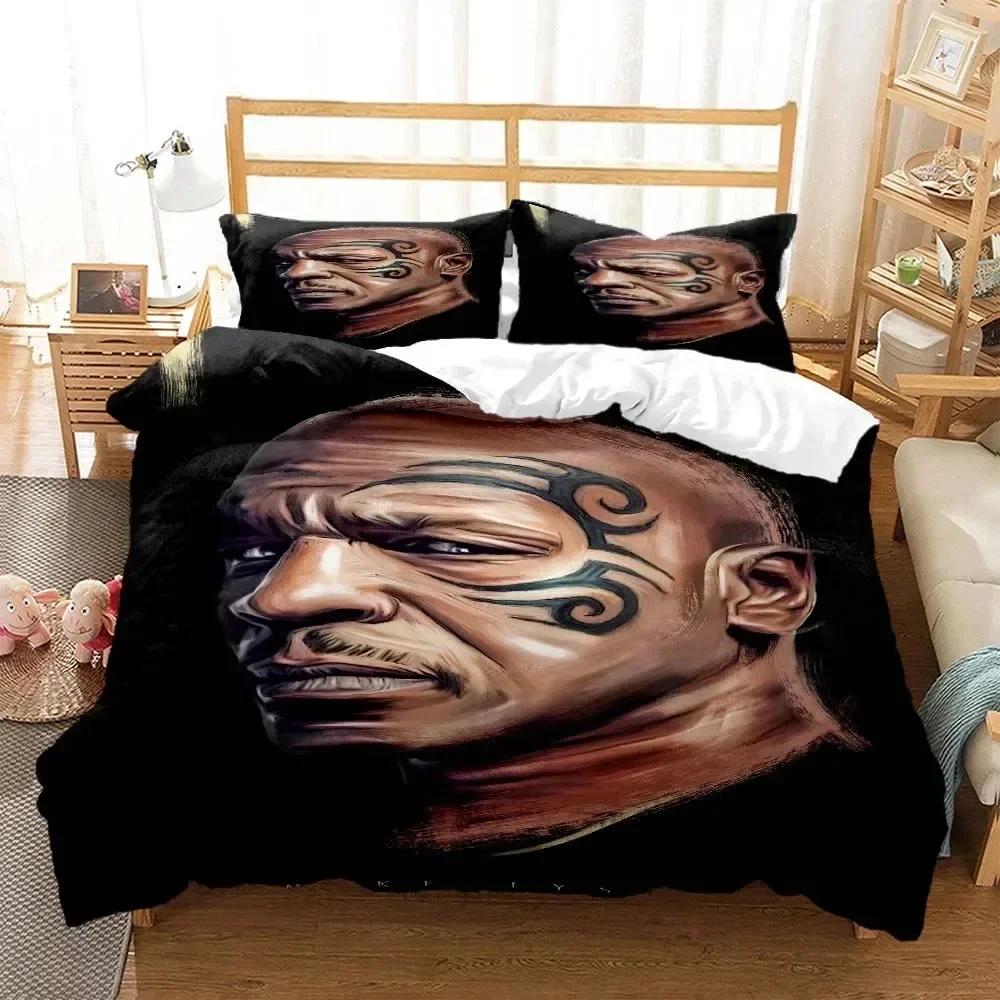 Boxing Champion Mike Tyson 3D Cartoon Printed Bedding Queen Bedding Set Customized King Size Bedding Set Soft and Comfortable