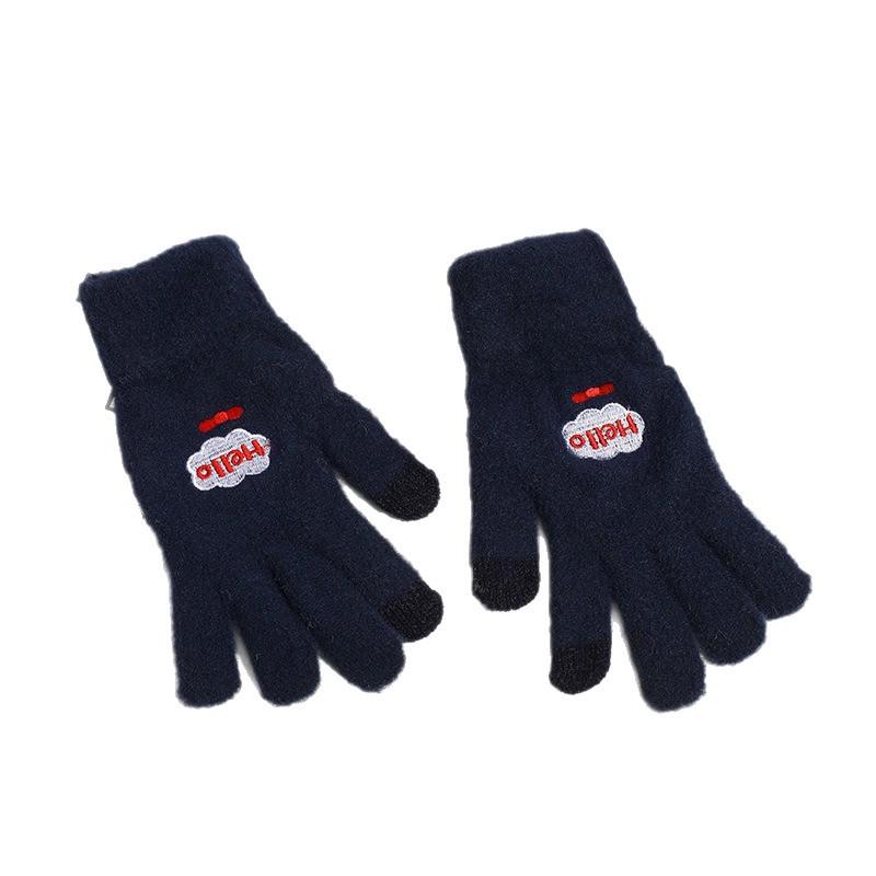 Winter Cartoon Embroidery Touchscreen Gloves: Comfortable, Breathable, Skin-Friendly, Plus Velvet Thickened for Warmth and Cold Protection.