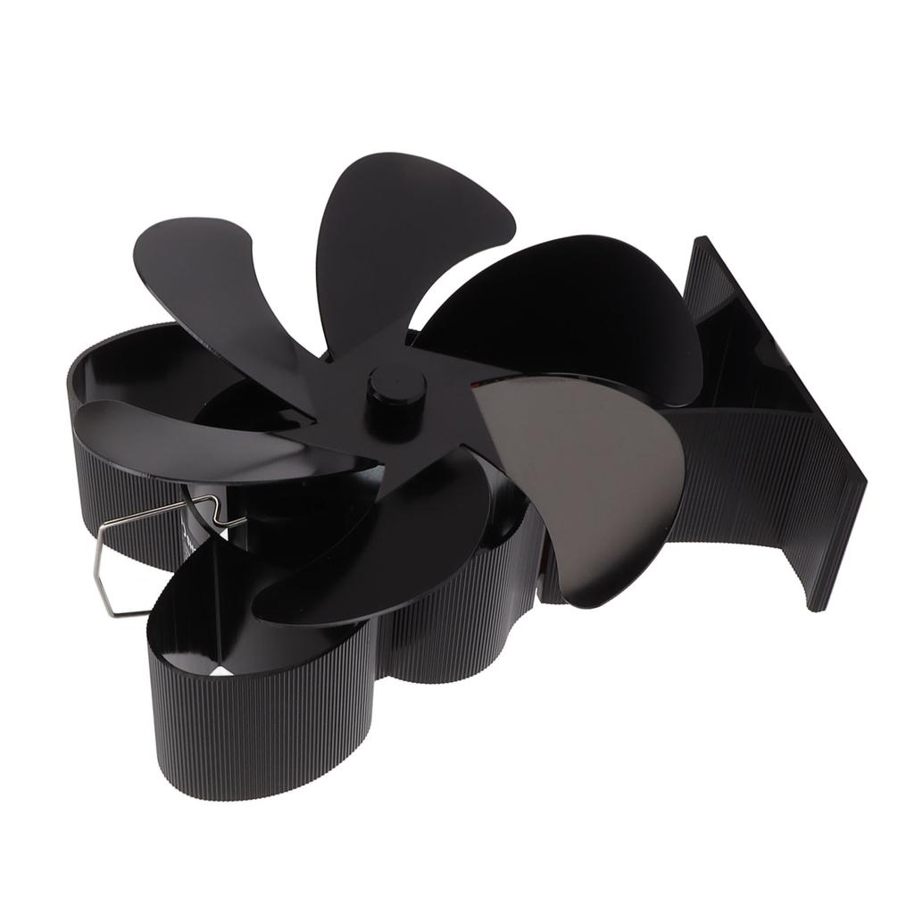 6 Blade Heat Powered Stove Fan for Wood Fireplace Chimney Fireplace Fan Increases Warm Air Silent Operation Black