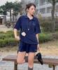 MOONSUN M.C Unisex, Logo Terry Polo Shirt / Navy