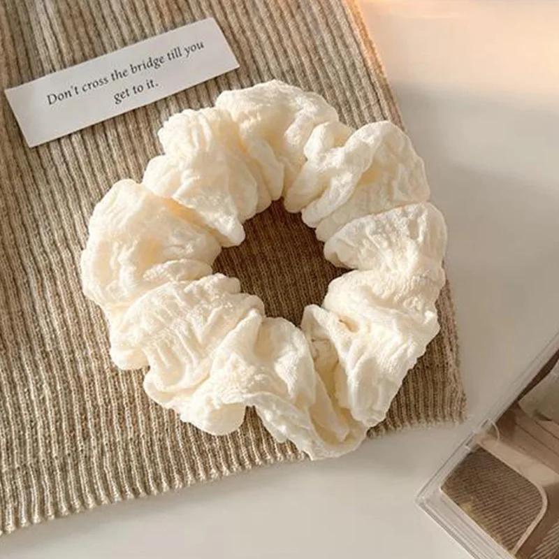 Wave Pattern Solid Color Hair Rope Women Simple Ponytail Hair Ring Fashionable Girls Do Not Hurt The Hair Ring