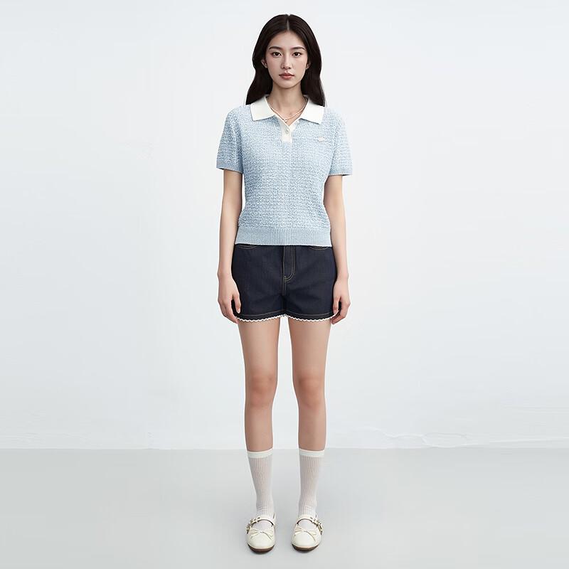 Ledin Chic Knit Short Sleeve Colorblock Polo T-shirt