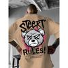 Men's Fashion Summer Angry Bear Letter Print Comfortable Breathable Round Neck T-shirt Outdoor Street Style Top