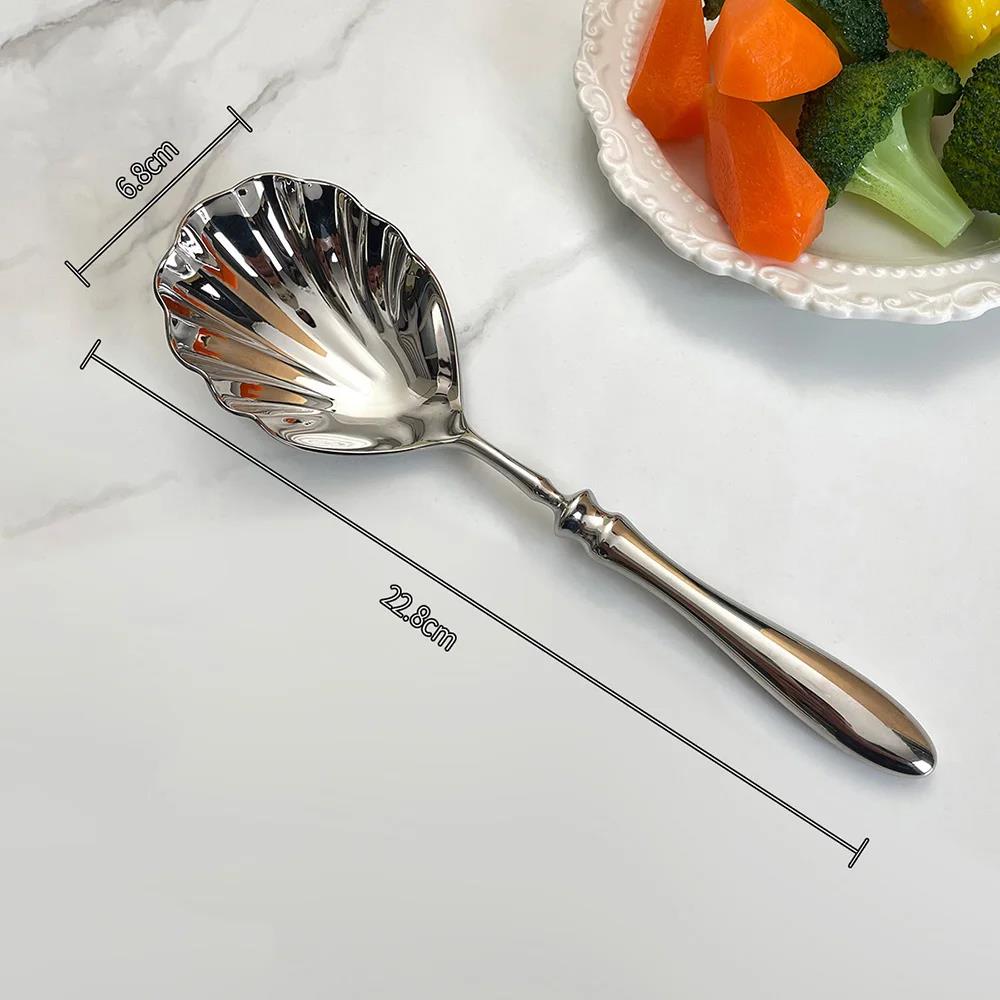 304 Stainless Steel Shell Spoon - Heavy Duty Soup Bibimbap Utensil Elegant Dessert Gift4