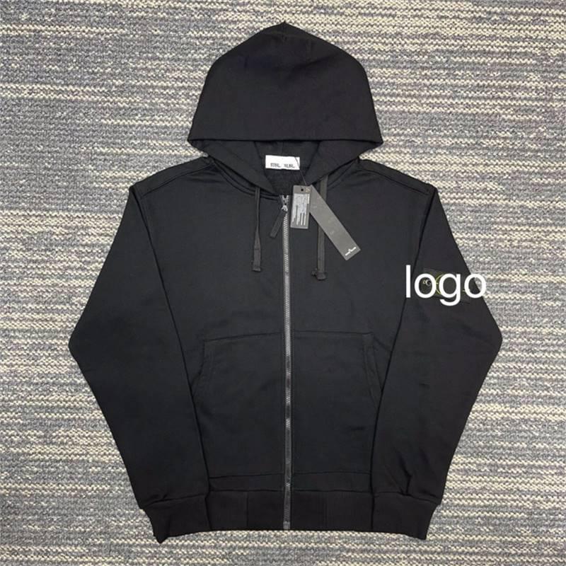 Jachetă Unisex Toamnă Iarnă cu Mânecă Raglan, cu Glugă și Fermoar, cu Insigne